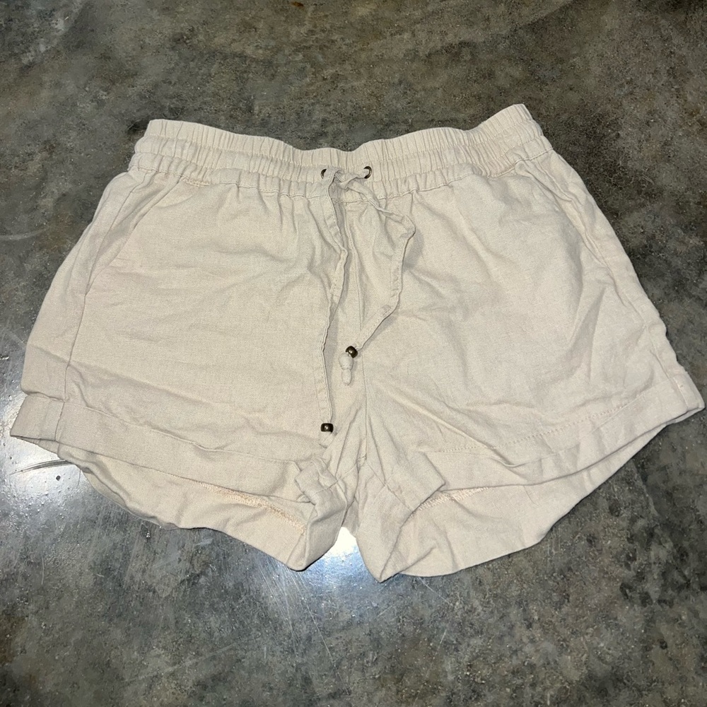 Tan linen shorts